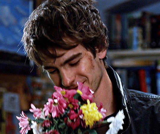 Peter Parker with flowers
